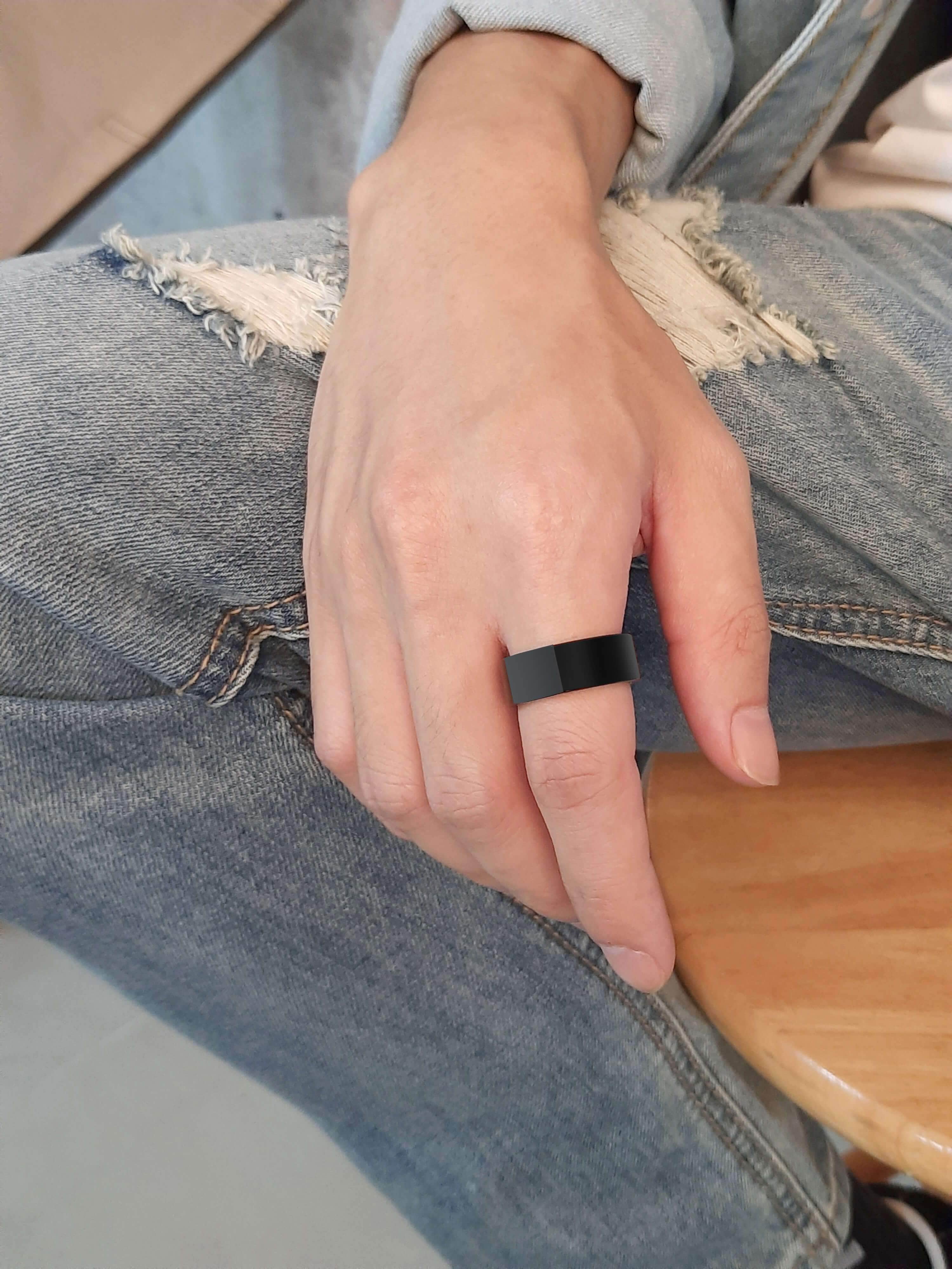 Tungsten Carbide Black Blue Signet Ring