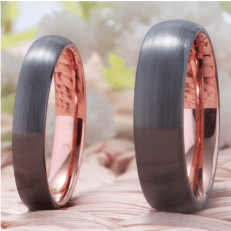 Tungsten Rose Gold Couple Wedding Engagement Ring