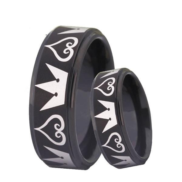 Tungsten 6mm Hearts and Crowns Wedding bands