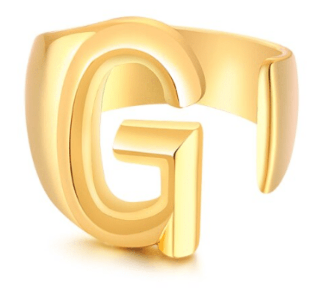 Women Gold Letter  Initial Ring