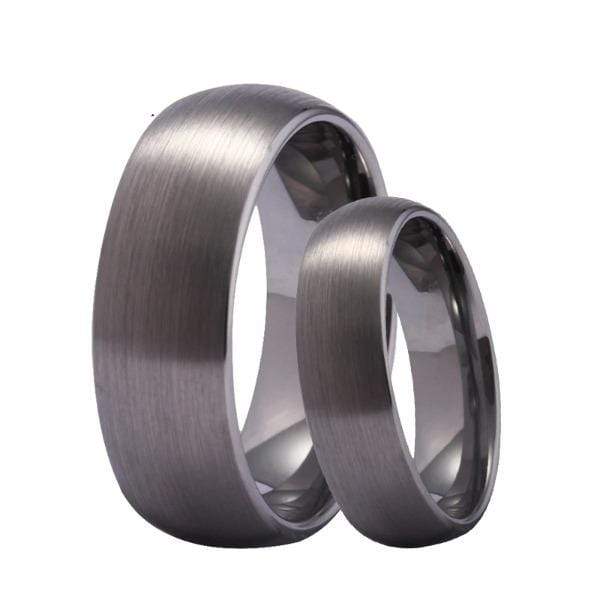 Tungsten Matte Silver Couple Wedding Engagement Ring