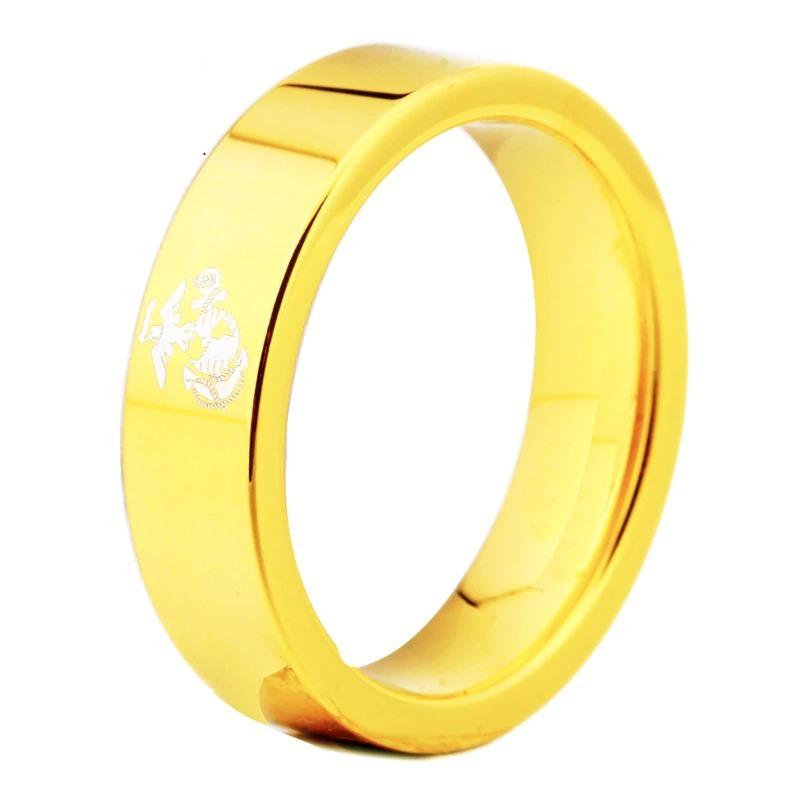 Tungsten Gold Mens Army Ring