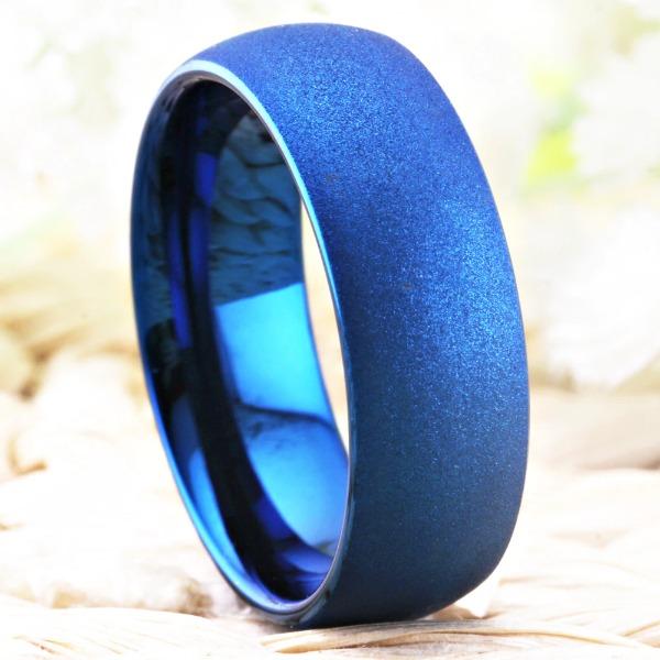 Tungsten Blue Sandblast Ring