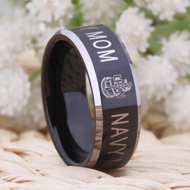 Navy Mom Tungsten  Ring