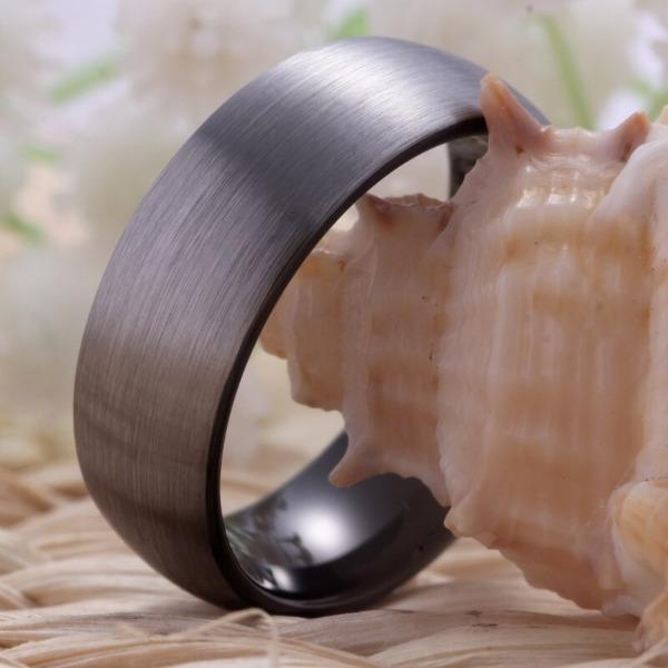 Tungsten Charcoal Couple Wedding Engagement Ring
