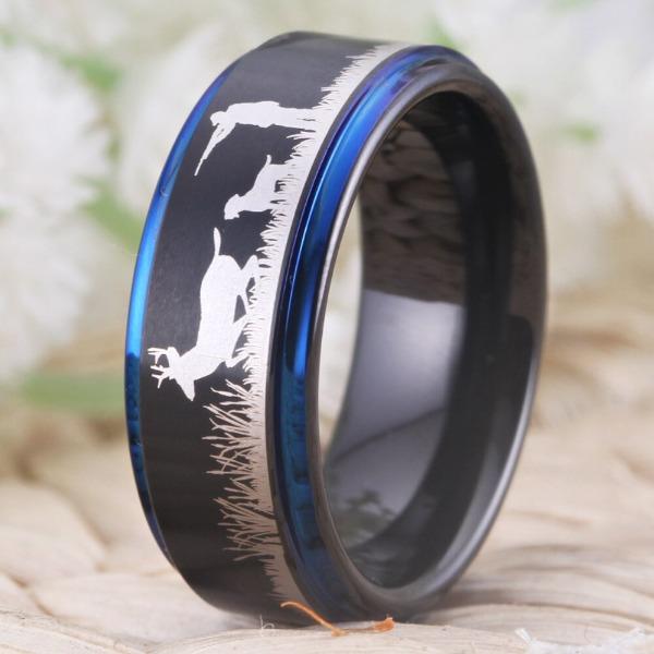 Tungsten Blue Deer Hunting Ring
