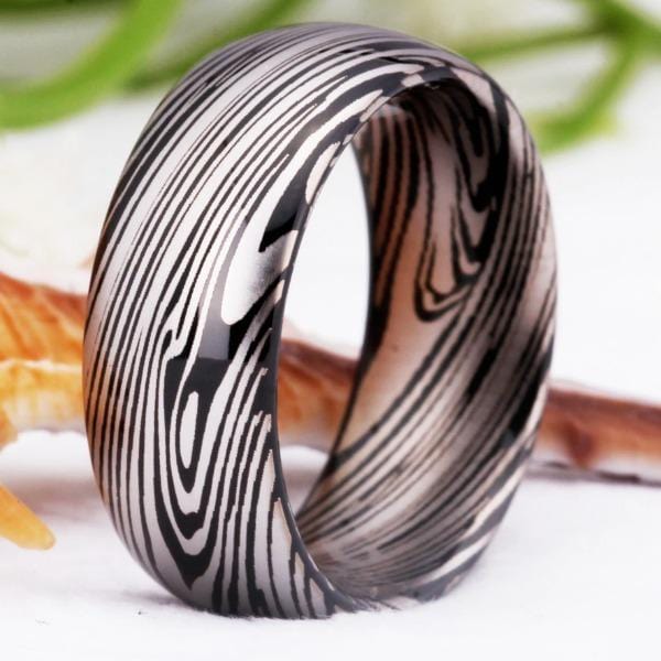 Tungsten 8mm Abstract Wedding Bands