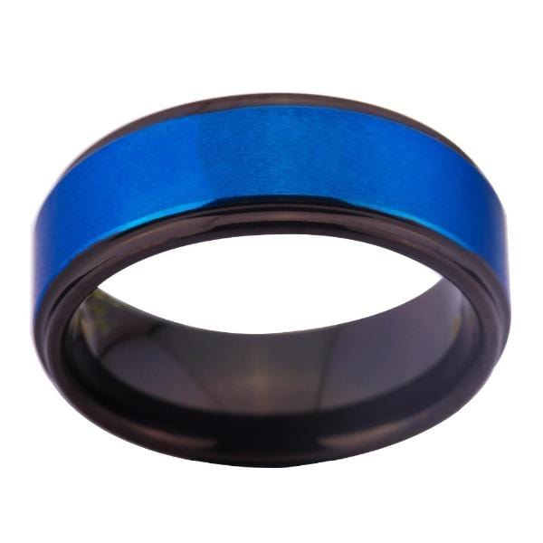 Tungsten Blue and Black Ring