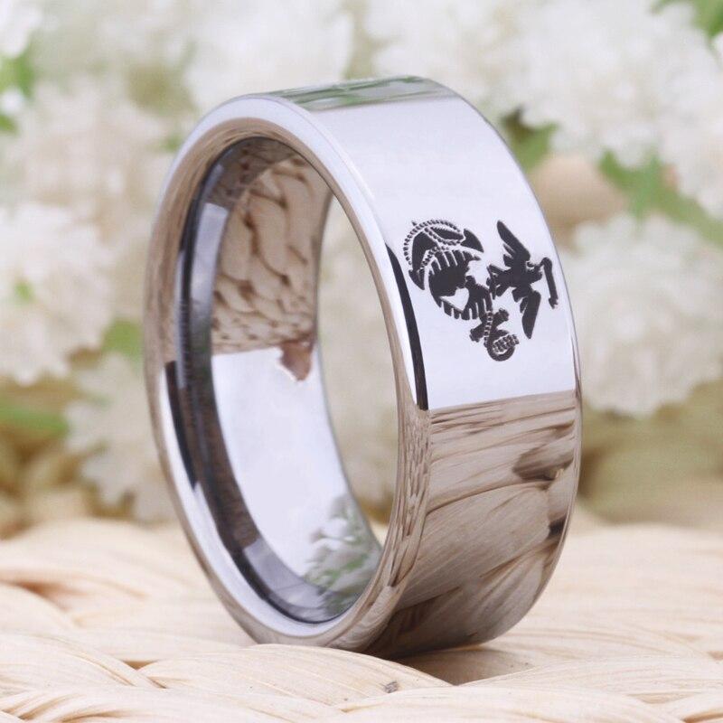 Tungsten Silver Mens Army Ring