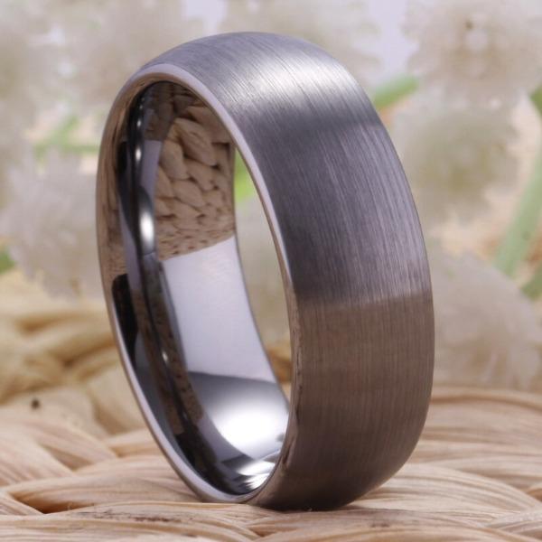 Tungsten 8mm Matte Silver Wedding Bands