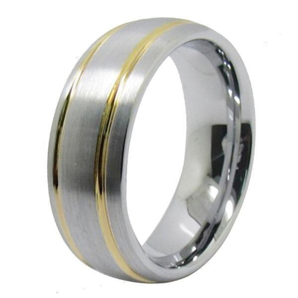 Tungsten Gold and Silver Couple Wedding Engagement Ring