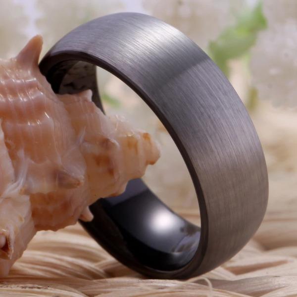 Tungsten 8mm Charcoal Tungsten Wedding Ring