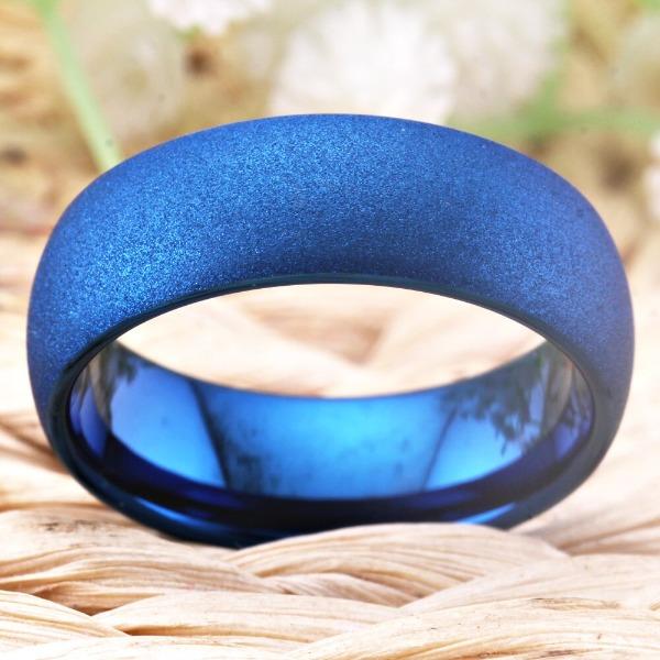 Tungsten Blue Sandblast Ring