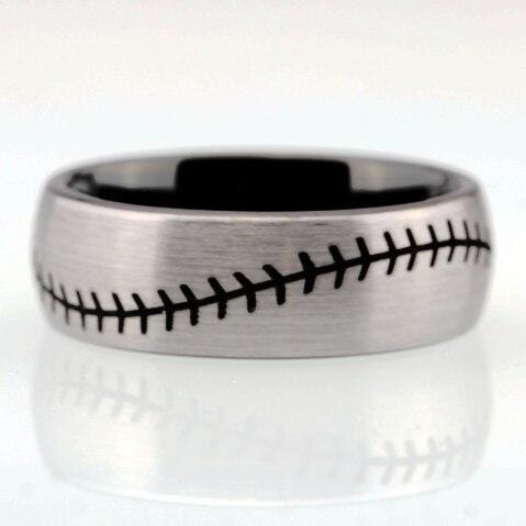 Tungsten Silver Matte Baseball Ring