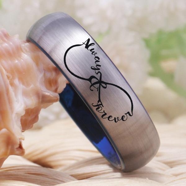 Tungsten Always and Forever Couple Wedding Engagement Ring