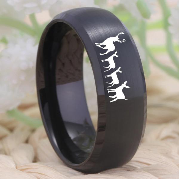 Tungsten Black Deer Ring