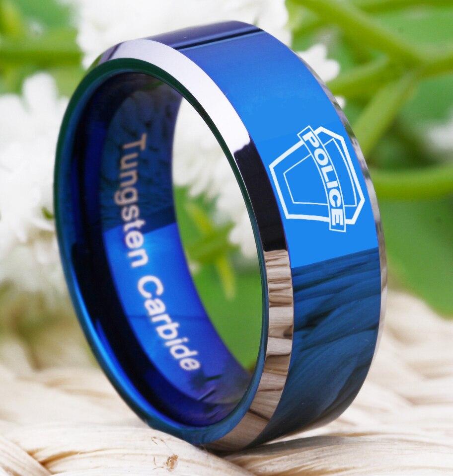 Tungsten Blue Police Ring