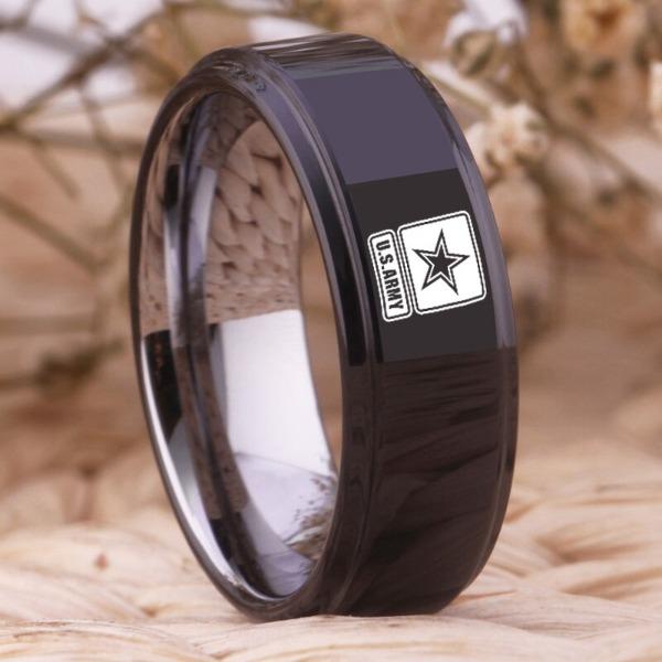 Tungsten Silver Military Ring
