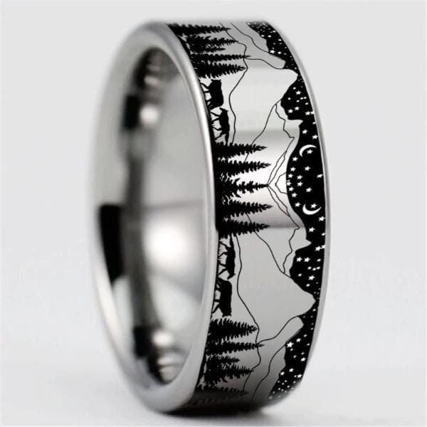 Tungsten  Wolf Ring