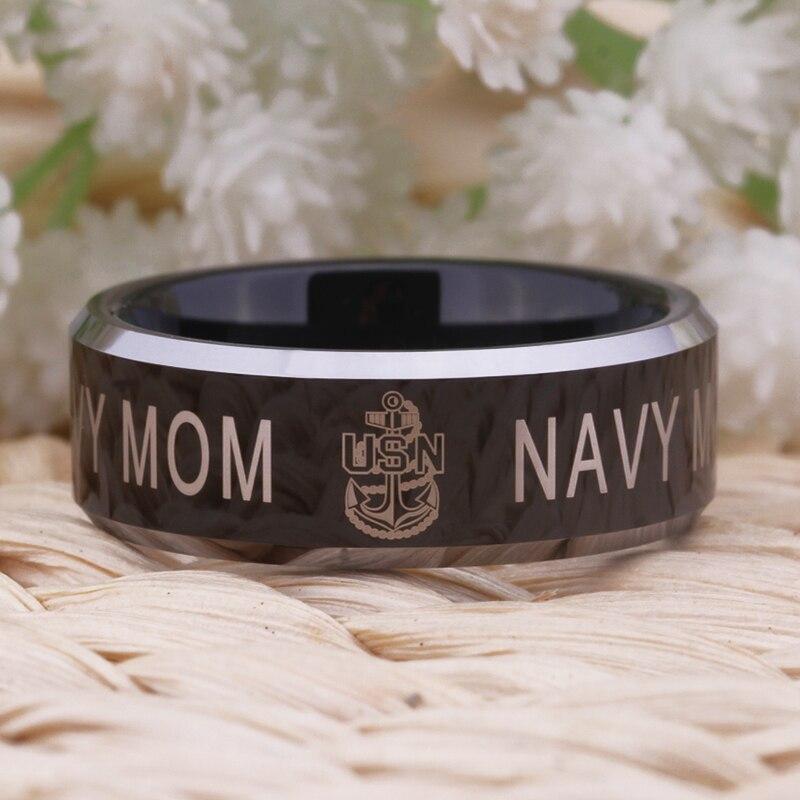 Tungsten Navy Mom Ring
