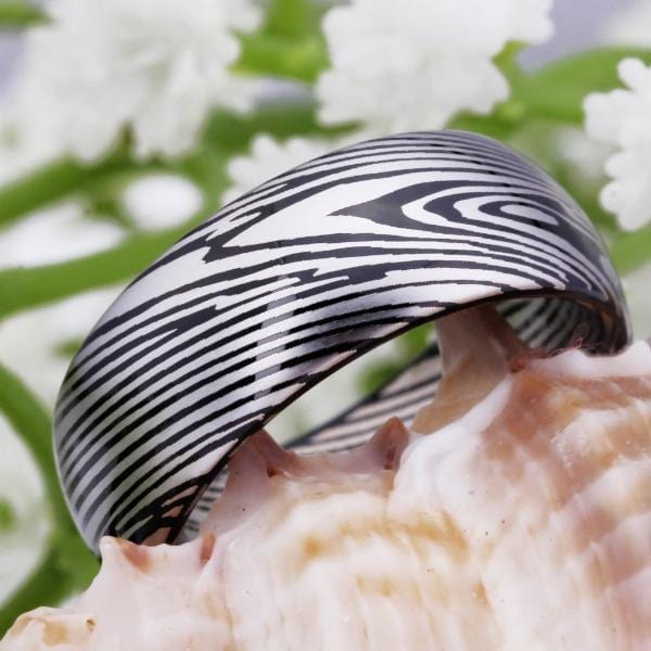 Tungsten 8mm Abstract Wedding Bands