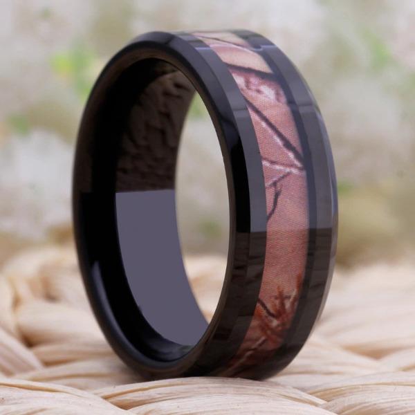Tungsten Tree Inlay Couple Wedding Engagement Ring