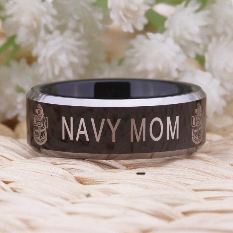Tungsten Navy Mom Ring