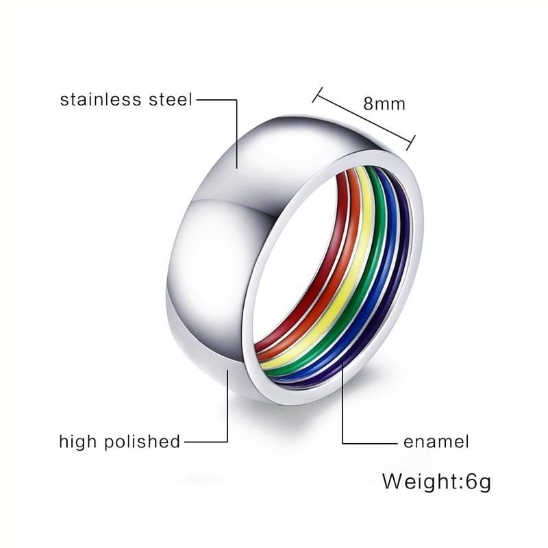 Mens LGBT Pride Rainbow  Ring 