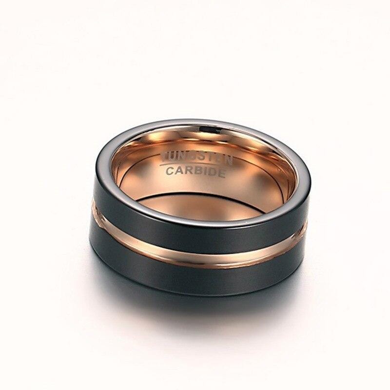 Tungsten Ring Rose Gold Inlay