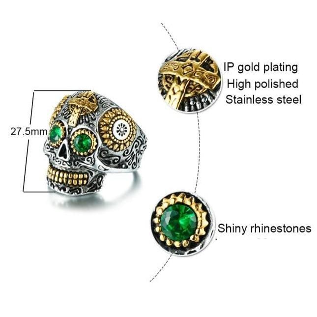 Mens Mexican Sugar Skull Ring
