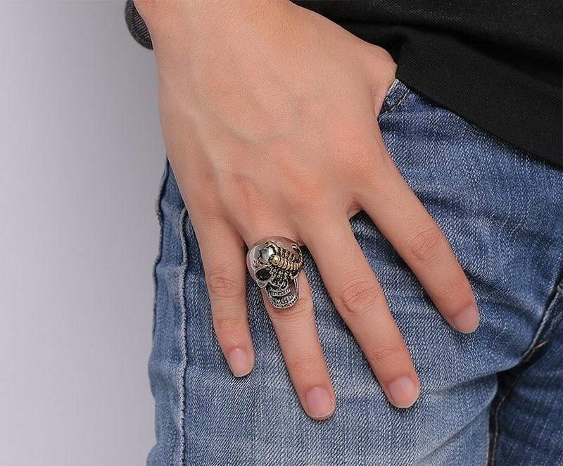 Skull and Scorpion Mens Ring