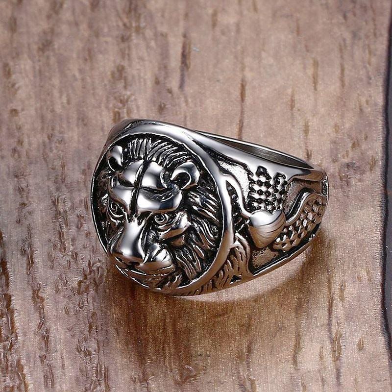 Mens Stainless Steel Lion Ring