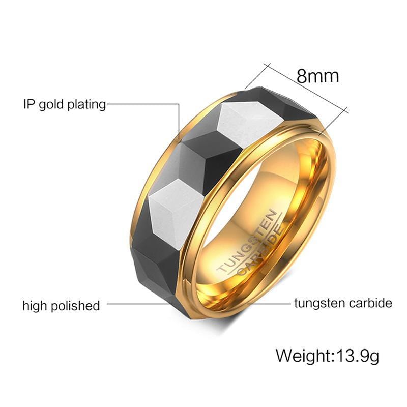 Tungsten Men Ring Silver Gold