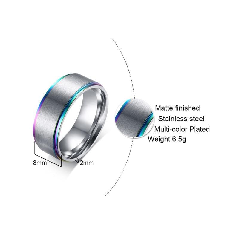 Multi Color  Stainless Steel  Wedding Band Ring