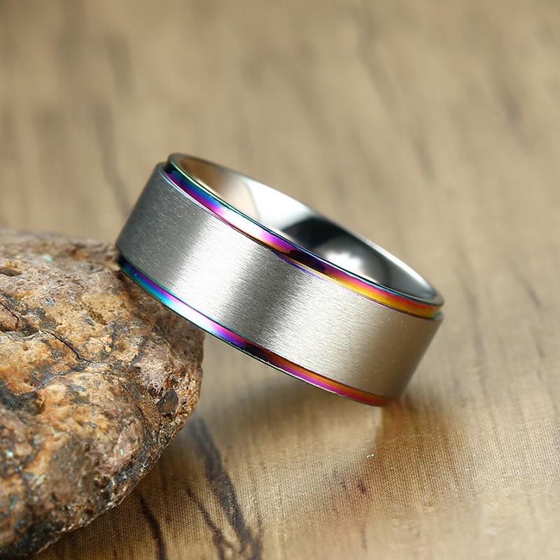 Multi Color  Stainless Steel  Wedding Band Ring