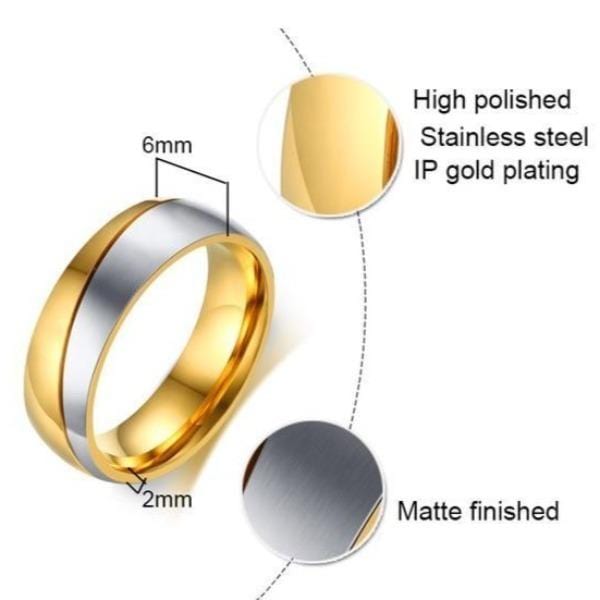 Silver And Gold Mens Wedding Band Ring