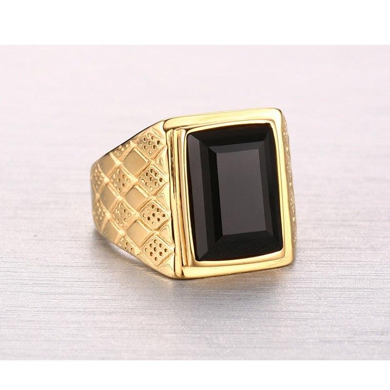 Men Black Stone Signet Ring