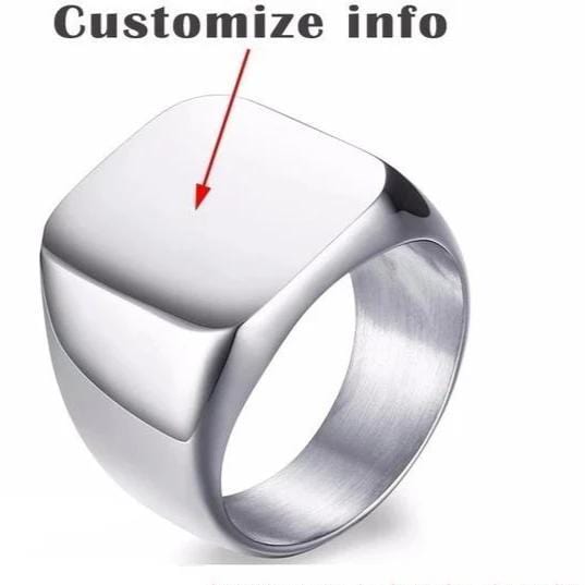 Silver Engraved Signet Rings for Men