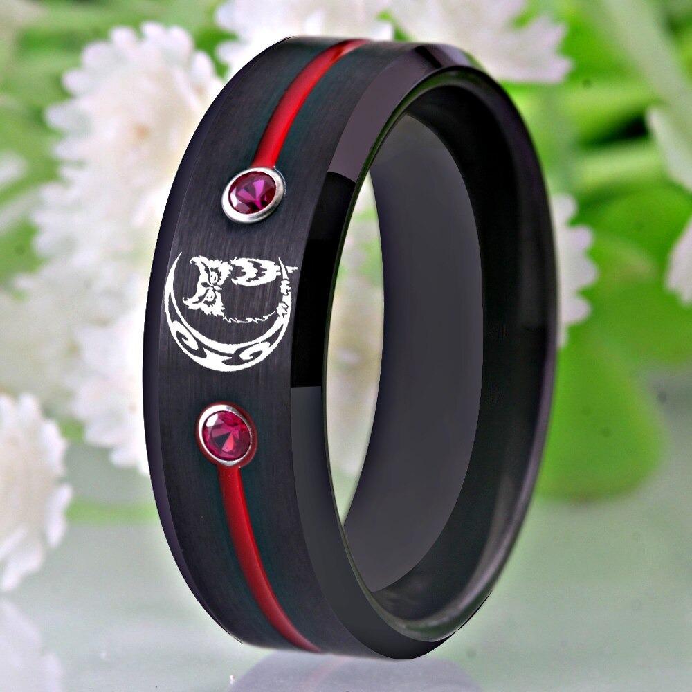 Tungsten Owl  Moon Ring