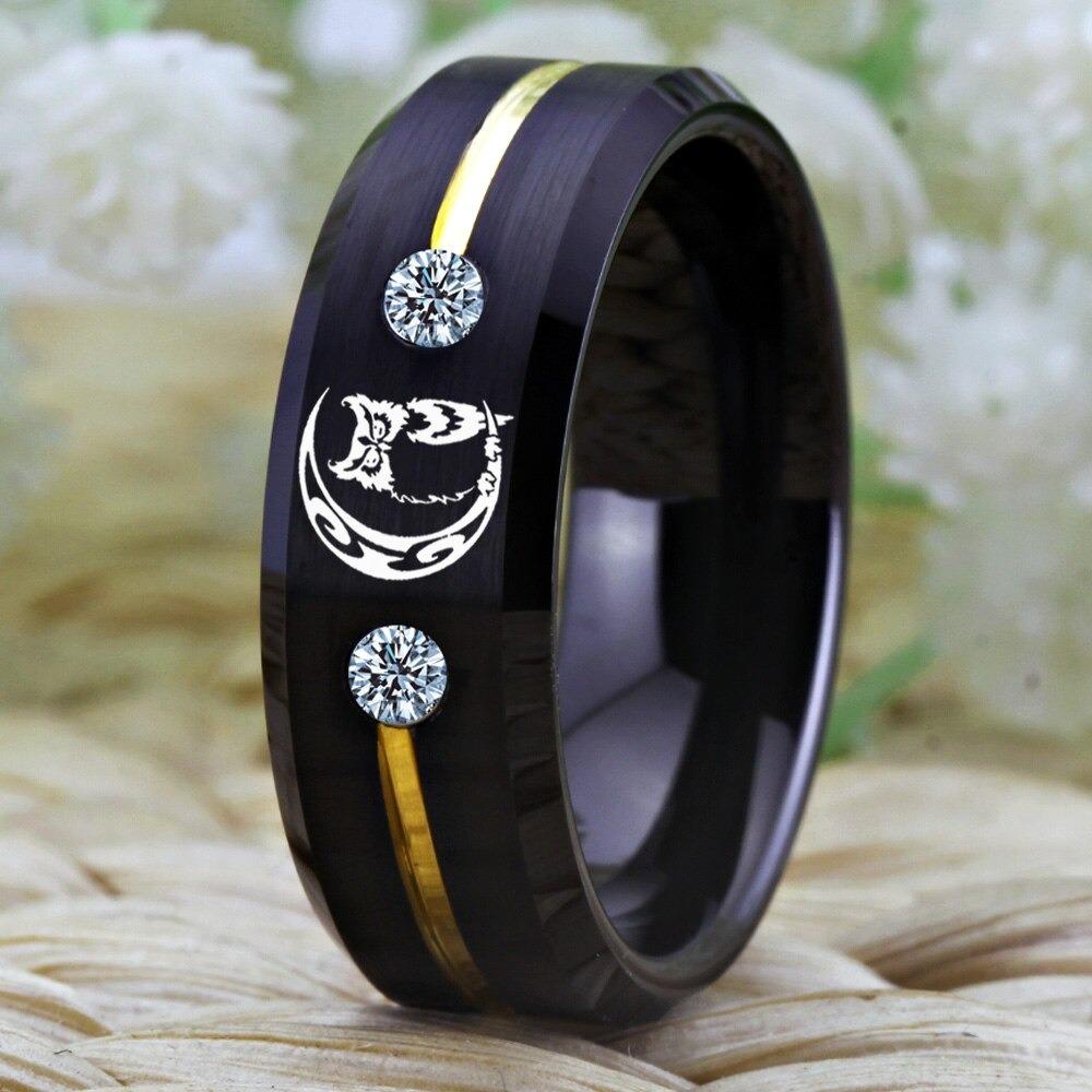 Tungsten Owl  Moon Ring