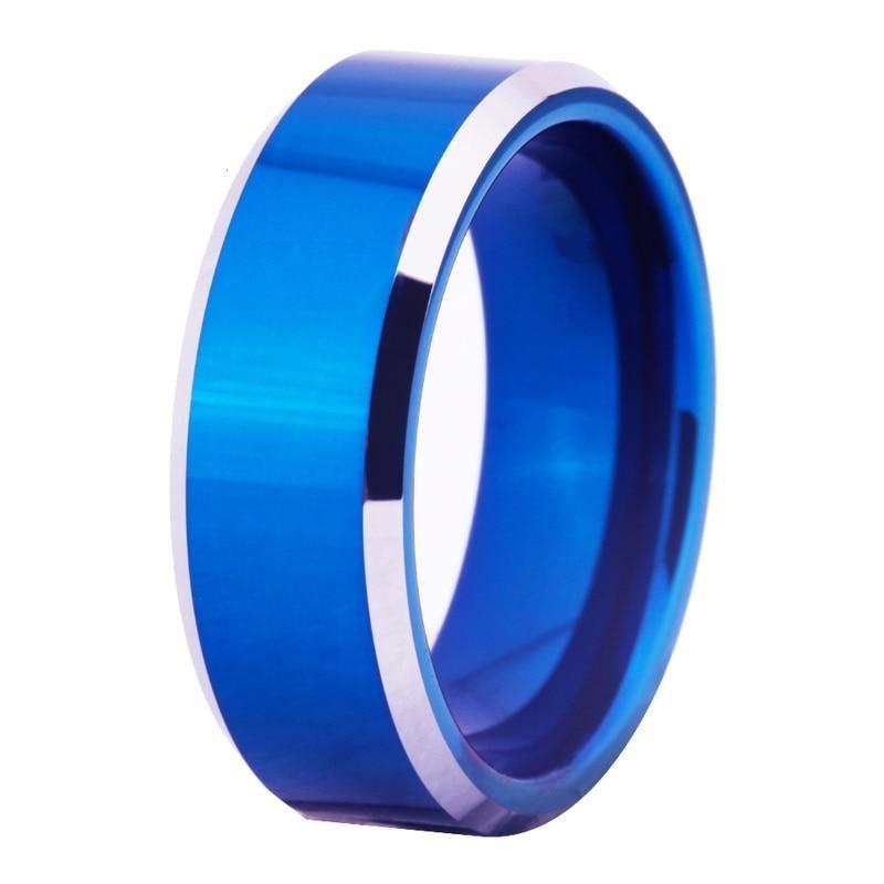 Personalised Engraved  Blue Tungsten Wedding  Ring for Men