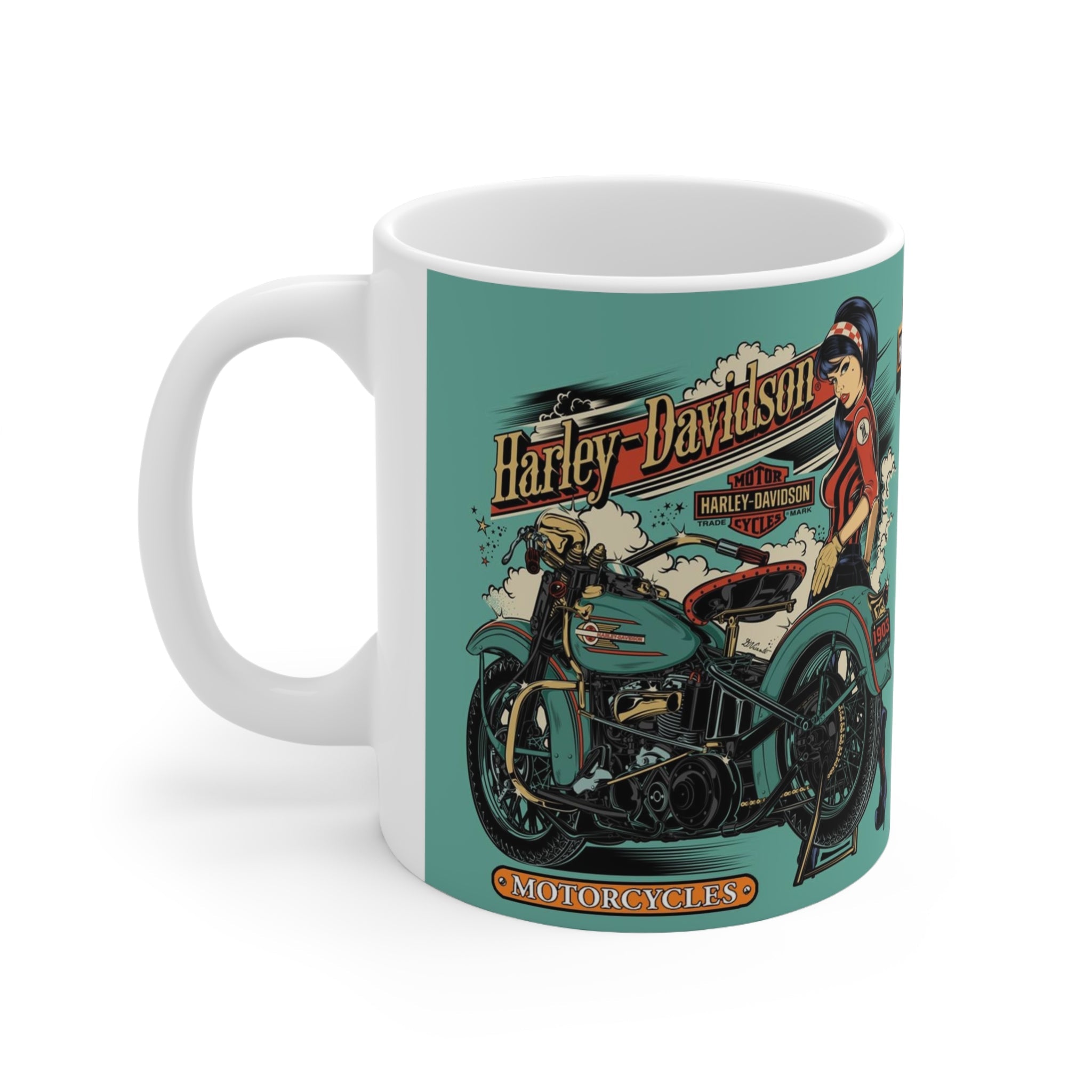 Harley Motorcycle Retro Art Mug