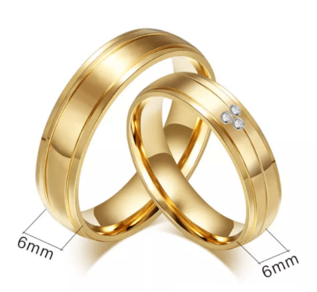 Gold And Crystal couple Wedding Ring