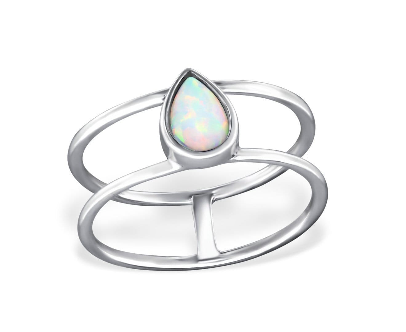 Silver Teardrop Opal Ring