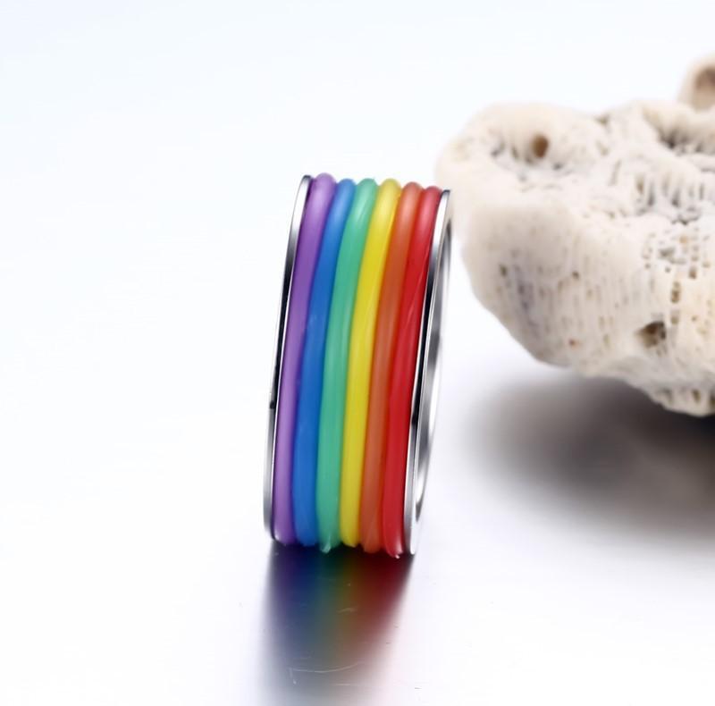 Stainless Steel Rainbow Ring