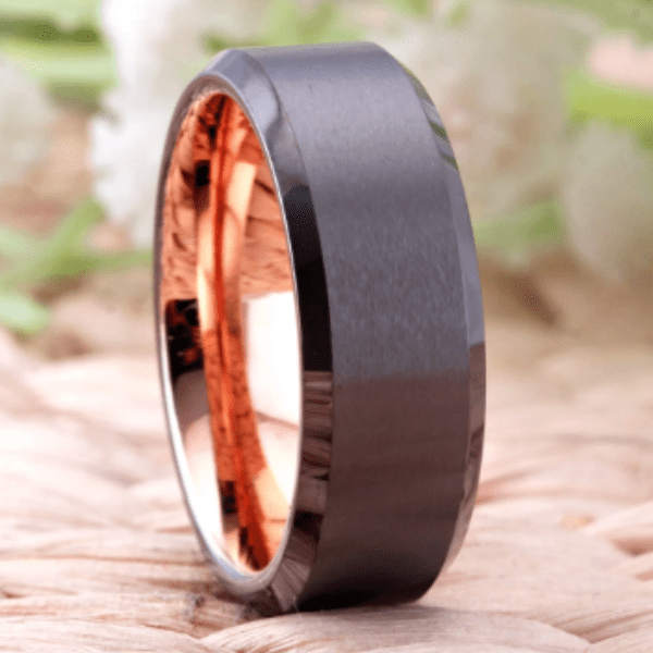 Black Rose Gold Wedding Engagement Ring for Men