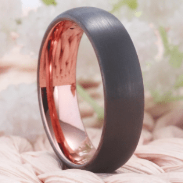 Brushed grey Rose Gold Wedding Engagement Ring for Couple