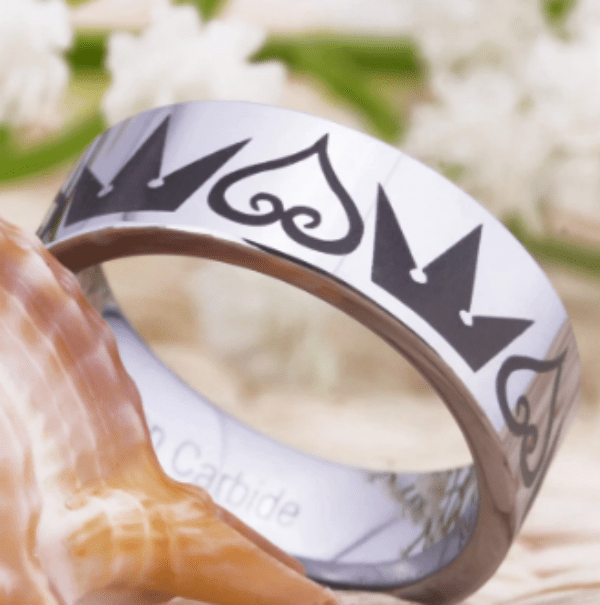 King Queen Engraved Tungsten Ring for Couple