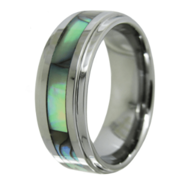 Abalone Inlay Silver Wedding Engagement Ring for Couple