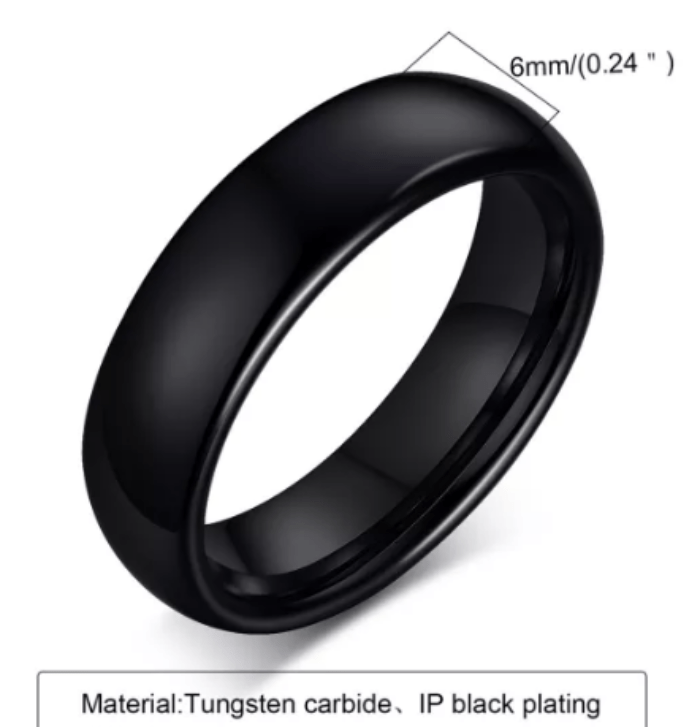 Jet Black Genuine Tungsten Ring